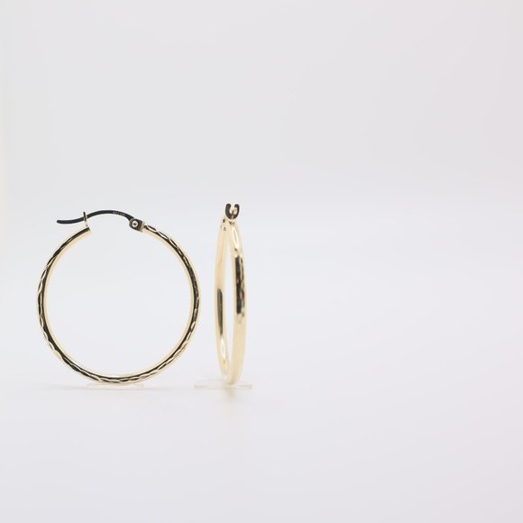 10k Yellow Gold Diamond Cut Hoops 40mm